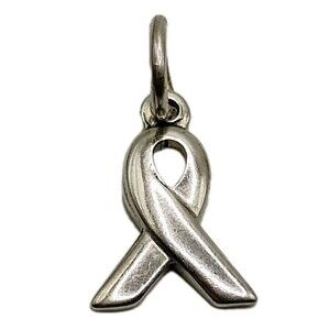 Sterling Silver .925 AWARENESS RIBBON Charm Simple Pendant Cancer